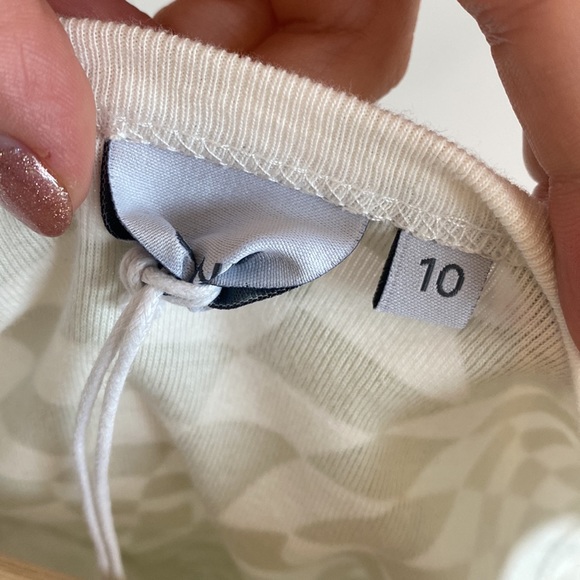 FUN GHANDA Green & White tank top size 10 retro groovy style with ghanda logo - Picture 7 of 10